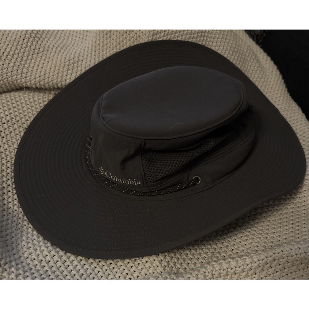 Columbia Bora Bora Booney Sun Hat Charcoal Grey Nylon Mesh Unisex OS Chin Strap